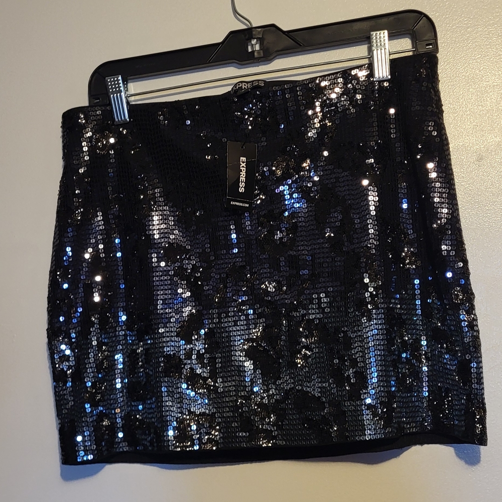 Express Black Sequin Skirt